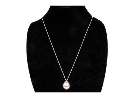 Tiffany & Co. Sterling Silver Striking HardWear 19mm Ball Pendant On Opera Length Chain, With Box