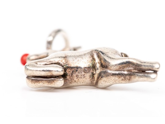 Tiffany & Co. Sterling Silver Merry Red Enamel Accented Rudolph The Reindeer Charm