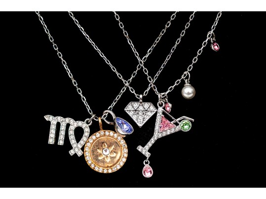 Swarovski Collection Of Three Crystal Set Charm Necklaces