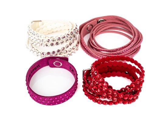 Swarovski Collection Of Four Felted And Crystal Studded Bracelets