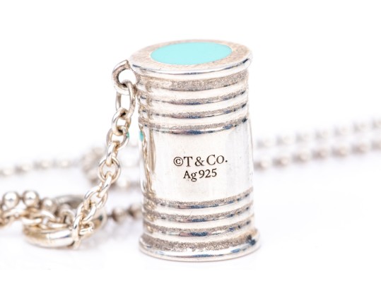Tiffany & Co. Sterling Silver Unusual Tiffany Blue Enamel 