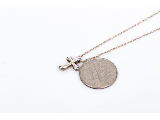 Tiffany & Co. Sterling Silver Elsa Peretti Small Cross Pendant, With Chain