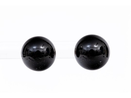 Tiffany & Co. Sterling Silver Classic 10mm Black Onyx Ball Stud Earrings