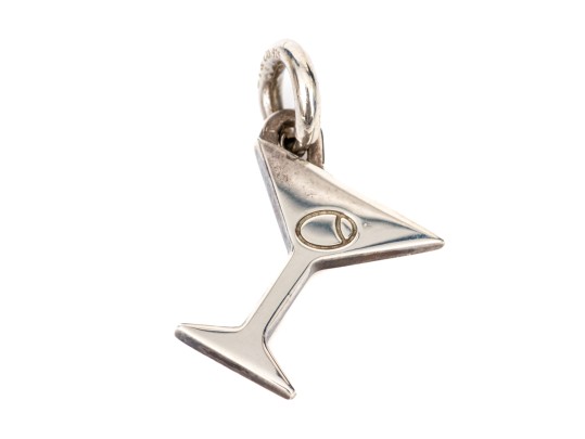 Tiffany & Co. Sterling Silver Debonair Martini Glass With Olive Charm