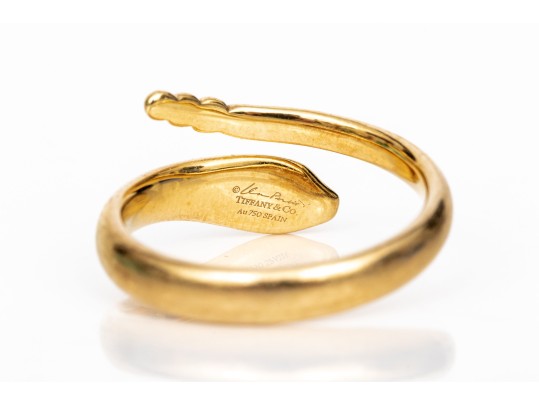 Tiffany & Co. Elsa Peretti 18k Yellow Gold Magnificent Snake Motif Ring, Size 8.25, With Box