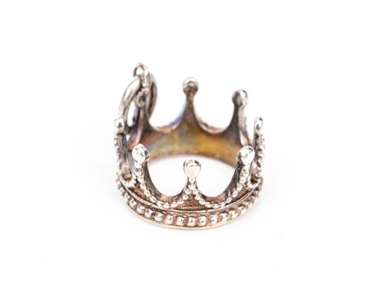 Tiffany & Co. Sterling Silver Figural Beaded Patterned Crown Charm