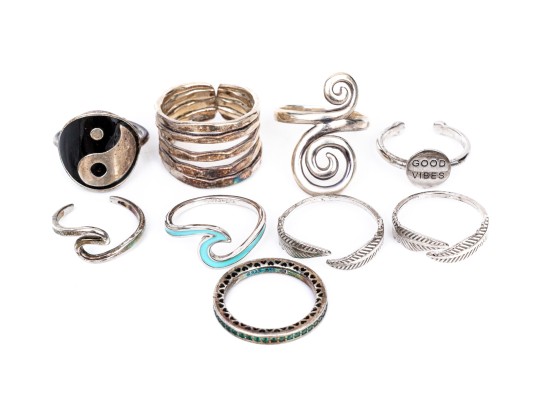 Collection Of Sterling Silver Rings, Sizes 6 To 7