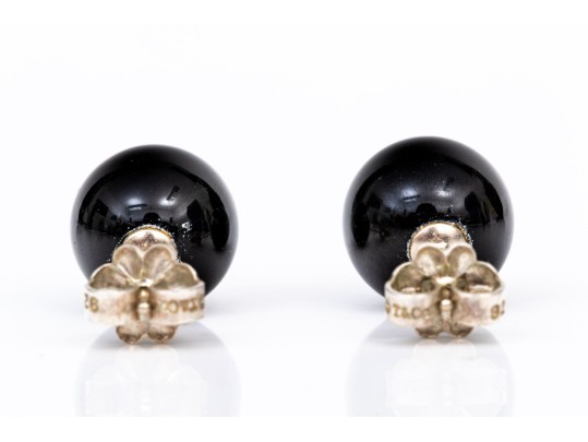Tiffany & Co. Sterling Silver Classic 10mm Black Onyx Ball Stud Earrings