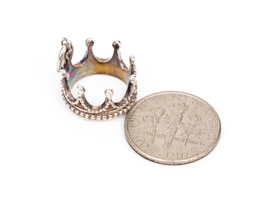 Tiffany & Co. Sterling Silver Figural Beaded Patterned Crown Charm