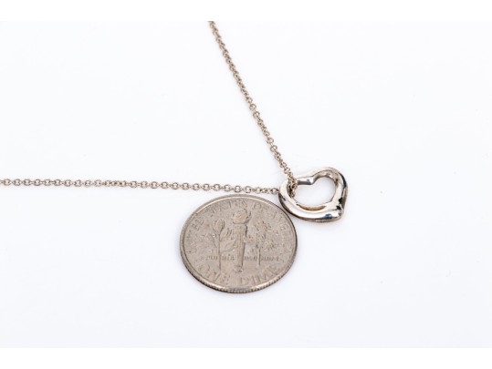 Tiffany & Co. Sterling Silver Elsa Peretti Open Heart Pendant, With Chain
