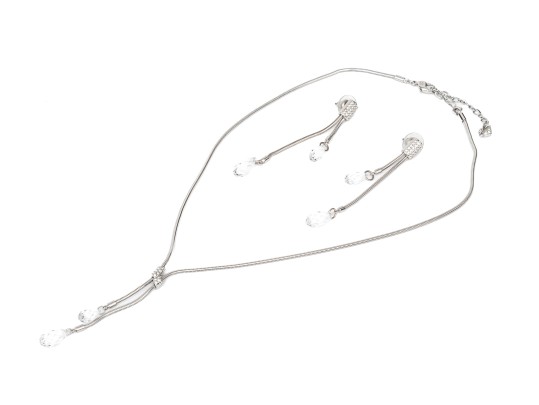 Swarovski Crystal Snake Chain And Briolette Crystal Set Necklace With Matching Earrings