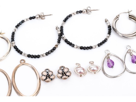 Sterling Silver Collection Of Hoop Earrings And Earrings Jackets
