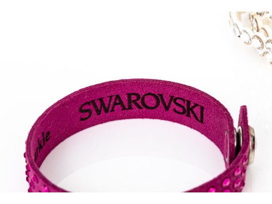Swarovski Collection Of Four Felted And Crystal Studded Bracelets