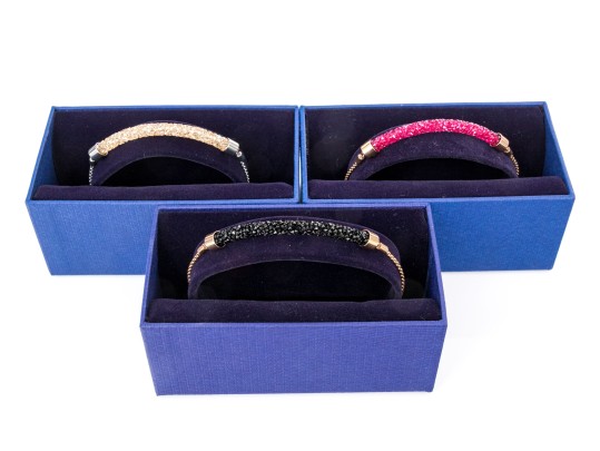 Swarovski Trio Of Three Crystal Set Adjustable Bracelets, Boxed