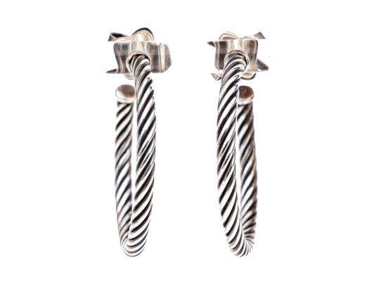 David Yurman Sterling Silver Classic Round Cable Hoop Earrings