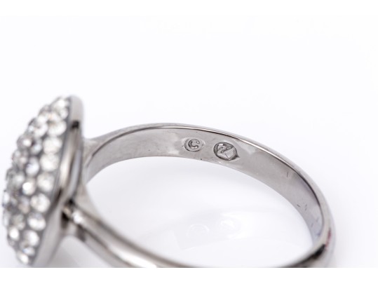Swarovski Pair Of Crystal Set Rings, Sizes 6.75, With Boxes