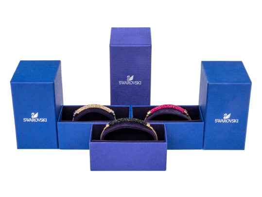 Swarovski Trio Of Three Crystal Set Adjustable Bracelets, Boxed