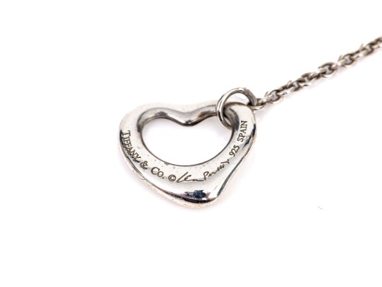 Tiffany & Co. Sterling Silver Elsa Peretti Iconic Small Open Heart Drop Pendant Earrings