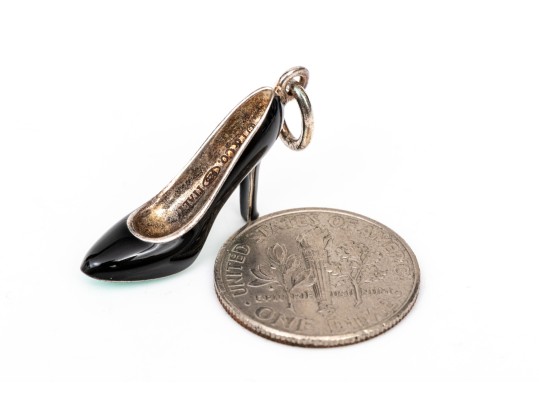 Tiffany & Co. Sterling Silver Chic Black And Tiffany Blue Enamel Stiletto Shoe Charm