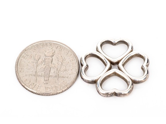 Tiffany & Co. Sterling Silver Quatrefoil Patterned Open Heart Motif Pendant