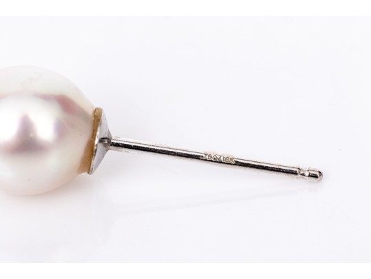 18k White Gold Lovely 7.5 Mm Cultured Pearl Earrings