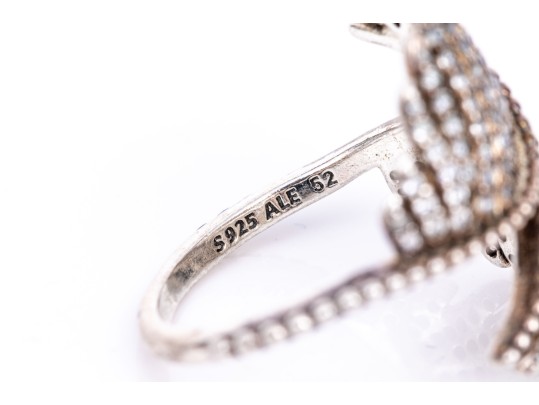 Pandora Sterling Silver Collection Of Crystal Set Wing, Feather And Butterfly Motif Jewelry