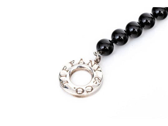 Tiffany & Co. Sterling Silver Classic Black Onyx Bead Toggle Necklace