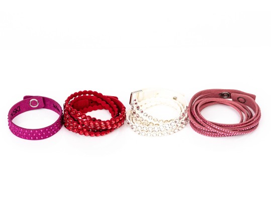 Swarovski Collection Of Four Felted And Crystal Studded Bracelets