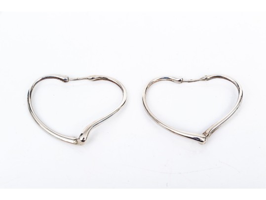 Tiffany & Co. Sterling Silver Elsa Peretti Fabulous Open Heart Hoop Earrings