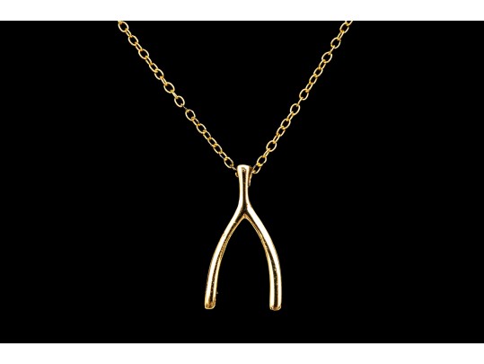 Sterling Silver Vermeil Wishbone Motif Necklace, With Chain
