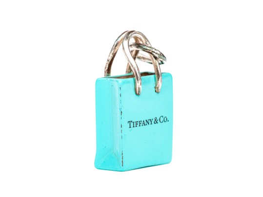 Tiffany & Co. Sterling Silver Iconic Tiffany Blue Enamel Shopping Bag Charm