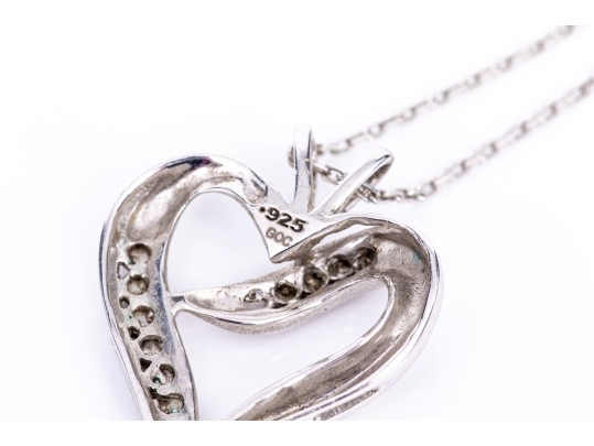 Collection Of Sterling Silver Heart Motif Pendants Plus One Heart Scatter Pin
