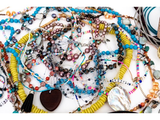 Collection Of Fashion And Costume Jewelry Bracelets, Necklaces, Rings And Brooches