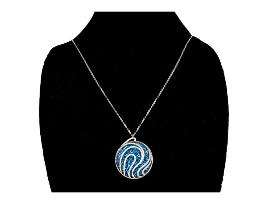 Swarovski Crystal Opera Length Necklace With Blue And White Crystal With Matching Ring