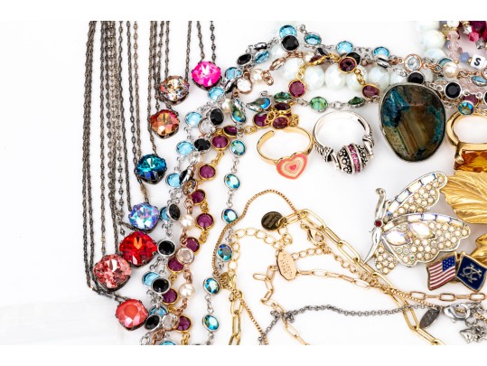 Collection Of Fashion And Costume Jewelry Bracelets, Necklaces, Rings And Brooches