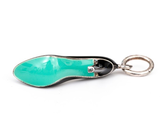 Tiffany & Co. Sterling Silver Chic Black And Tiffany Blue Enamel Stiletto Shoe Charm