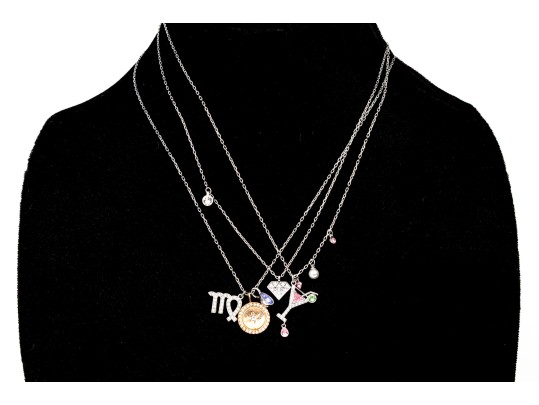 Swarovski Collection Of Three Crystal Set Charm Necklaces