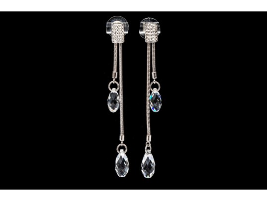 Swarovski Crystal Snake Chain And Briolette Crystal Set Necklace With Matching Earrings
