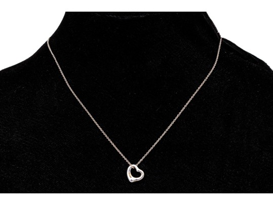 Tiffany & Co. Sterling Silver Elsa Peretti Open Heart Pendant, With Chain