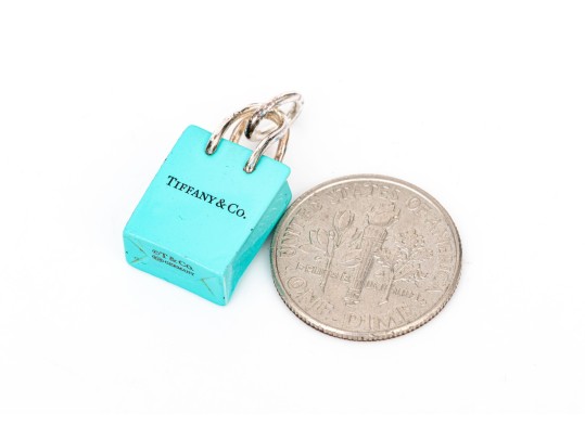 Tiffany & Co. Sterling Silver Iconic Tiffany Blue Enamel Shopping Bag Charm