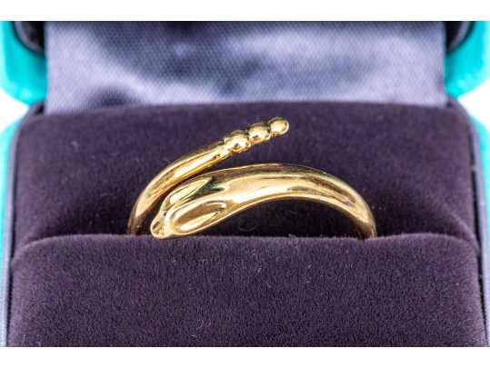 Tiffany & Co. Elsa Peretti 18k Yellow Gold Magnificent Snake Motif Ring, Size 8.25, With Box