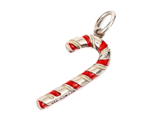 Tiffany & Co. Sterling Silver Festive Red And White Enamel Candy Cane Charm
