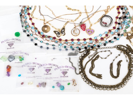 Collection Of Fashion And Costume Jewelry Bracelets, Necklaces, Rings And Brooches