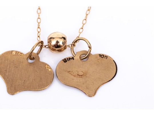 10k Yellow Gold Delicate Heart Motif Inspirational Charm Necklace, 