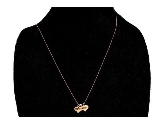 10k Yellow Gold Delicate Heart Motif Inspirational Charm Necklace, 
