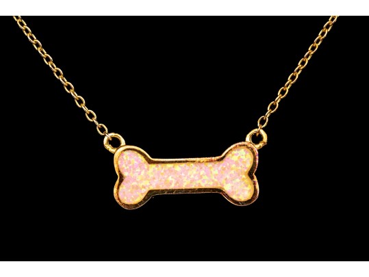 Sterling Silver Rose Vermeil White Opal Doublet Set Dogbone Motif Necklace On Chain
