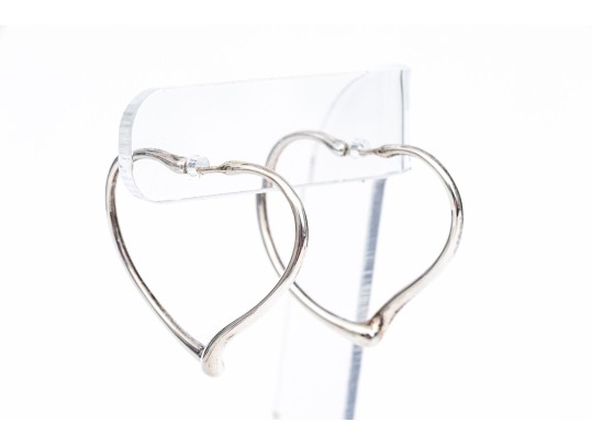 Tiffany & Co. Sterling Silver Elsa Peretti Fabulous Open Heart Hoop Earrings