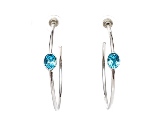 Swarovski Crystal Large Round Hoop Earrings, Blue Crystal Set