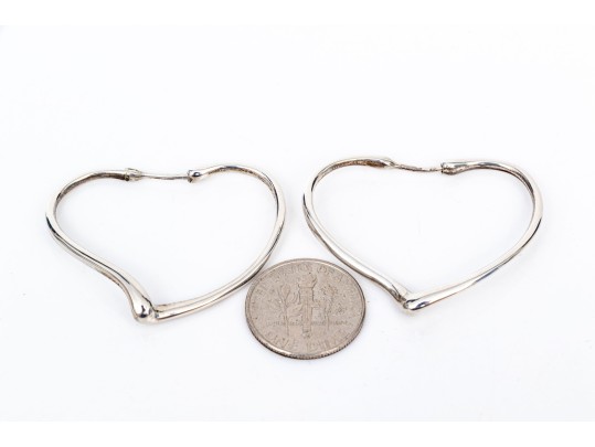 Tiffany & Co. Sterling Silver Elsa Peretti Fabulous Open Heart Hoop Earrings
