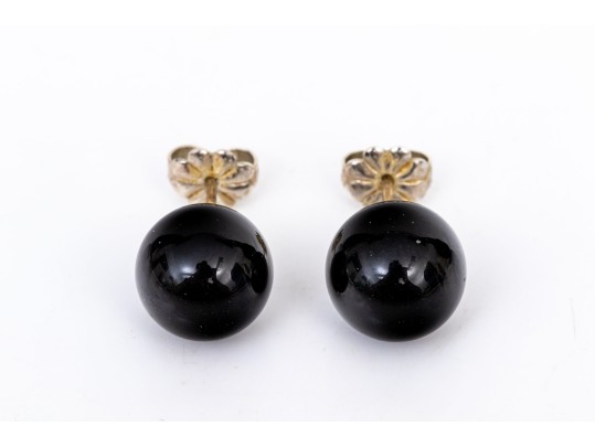 Tiffany & Co. Sterling Silver Classic 10mm Black Onyx Ball Stud Earrings